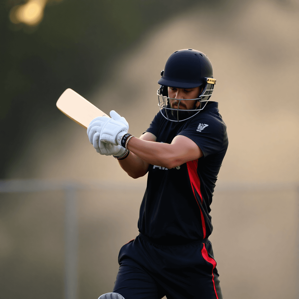 Cricket batsman playing an attacking shot